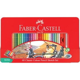 مداد رنگی جعبه فلزی تخت کلاسیک 60 رنگ کد 115893 فابرکاستل